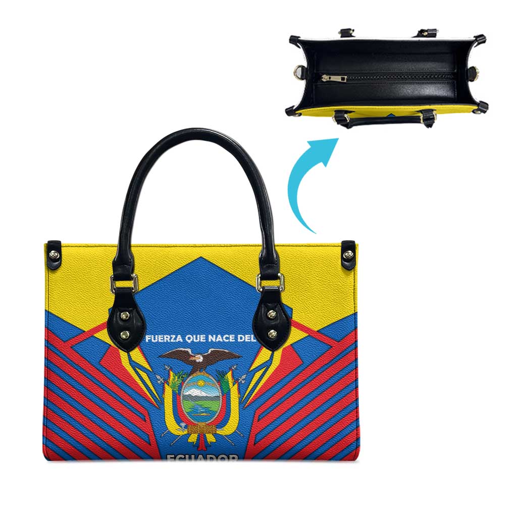 Ecuador Leather Bag with Coat of Arms and Bold Stripe Design - Wonder Print Shop