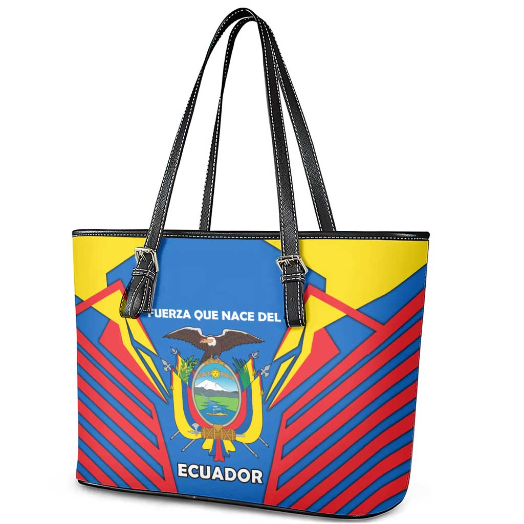 Ecuador Leather Tote Bag with Coat of Arms and Bold Stripe Design - Wonder Print Shop