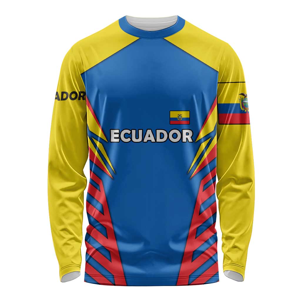 Ecuador Long Sleeve Shirt with Coat of Arms and Bold Stripe Design - Wonder Print Shop