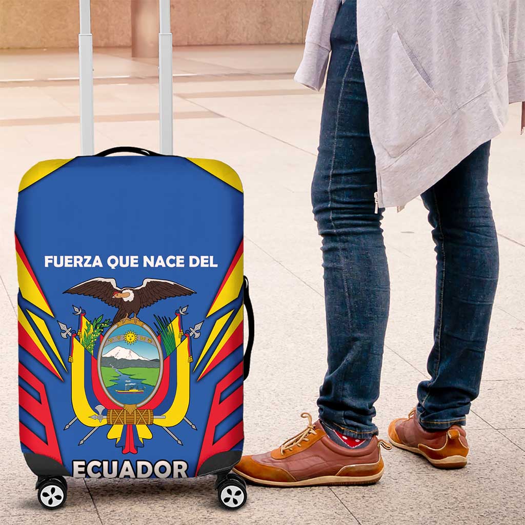 Ecuador Luggage Cover with Coat of Arms and Bold Stripe Design - Wonder Print Shop