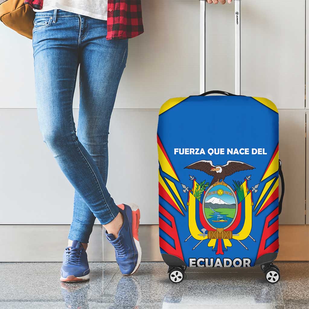 Ecuador Luggage Cover with Coat of Arms and Bold Stripe Design - Wonder Print Shop