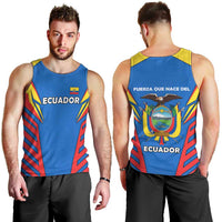 Ecuador Men Tank Top with Coat of Arms and Bold Stripe Design - Wonder Print Shop