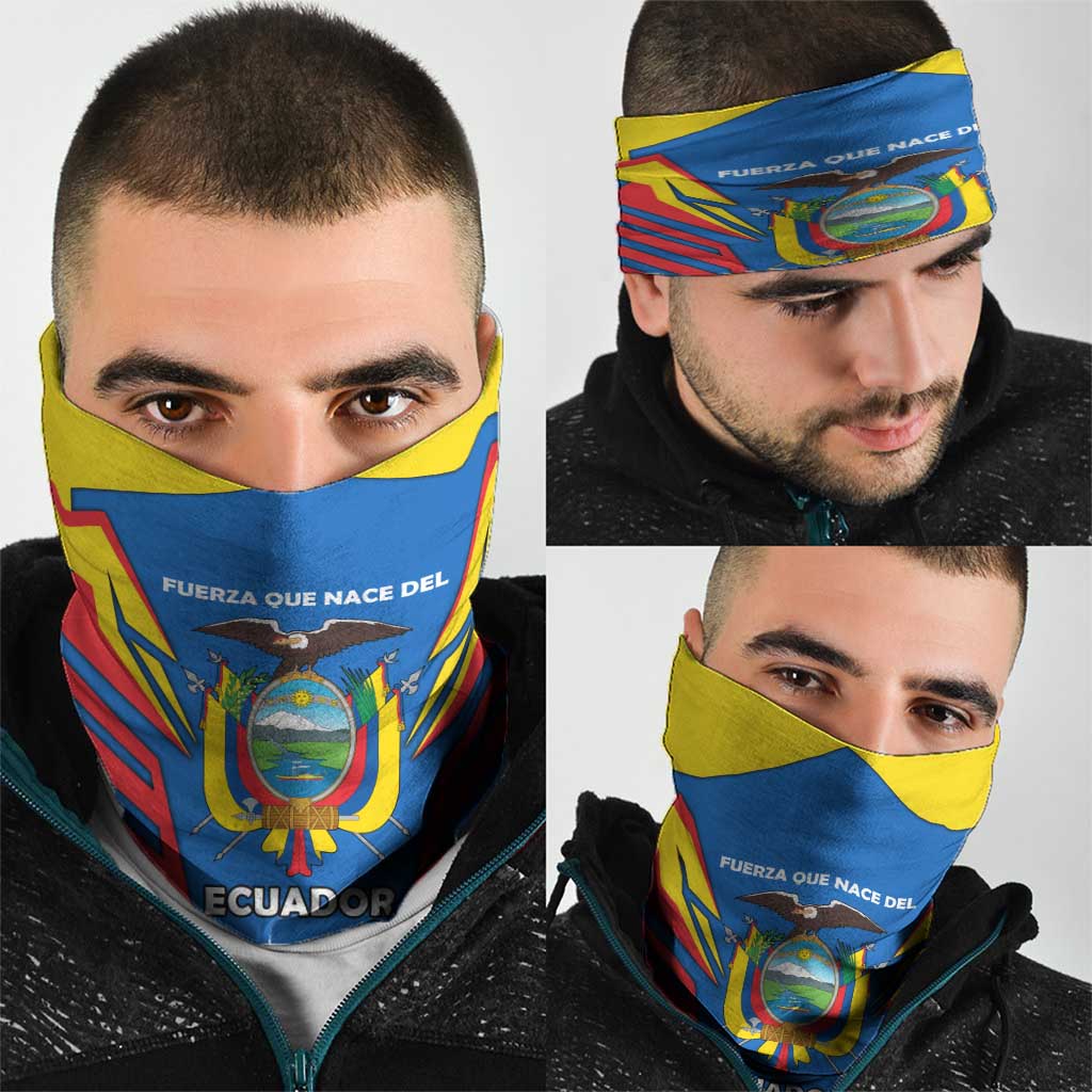 Ecuador Neck Gaiter with Coat of Arms and Bold Stripe Design TS04