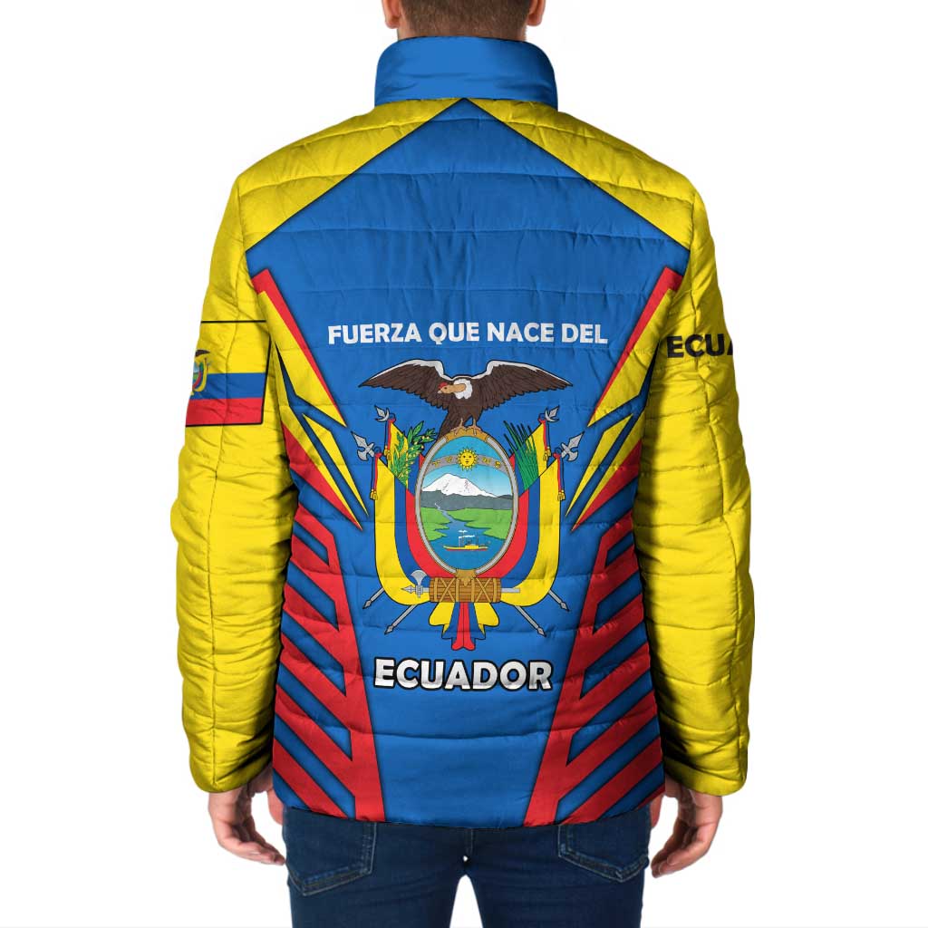 Ecuador Padded Jacket with Coat of Arms and Bold Stripe Design - Wonder Print Shop