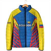Ecuador Padded Jacket with Coat of Arms and Bold Stripe Design - Wonder Print Shop