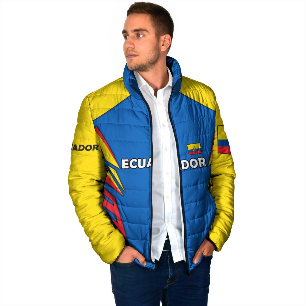 Ecuador Padded Jacket with Coat of Arms and Bold Stripe Design - Wonder Print Shop