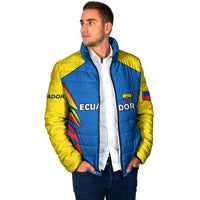 Ecuador Padded Jacket with Coat of Arms and Bold Stripe Design - Wonder Print Shop