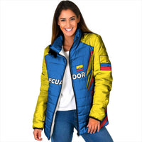 Ecuador Padded Jacket with Coat of Arms and Bold Stripe Design - Wonder Print Shop