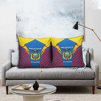 Ecuador Pillow Cover with Coat of Arms and Bold Stripe Design - Wonder Print Shop