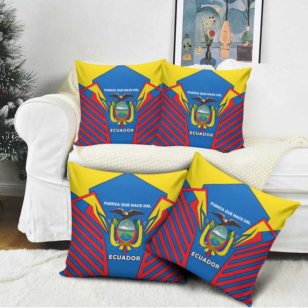 Ecuador Pillow Cover with Coat of Arms and Bold Stripe Design - Wonder Print Shop