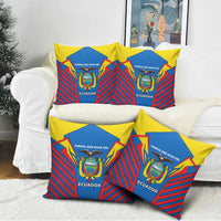 Ecuador Pillow Cover with Coat of Arms and Bold Stripe Design - Wonder Print Shop