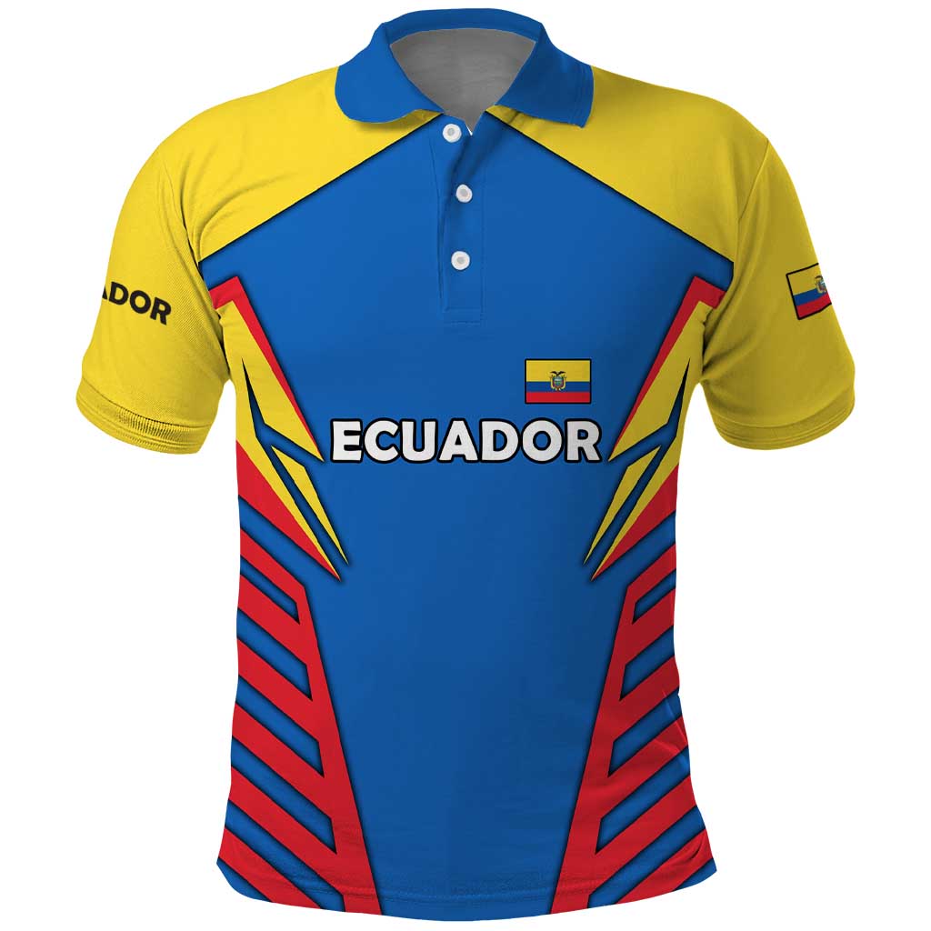 Ecuador Polo Shirt with Coat of Arms and Bold Stripe Design - Wonder Print Shop
