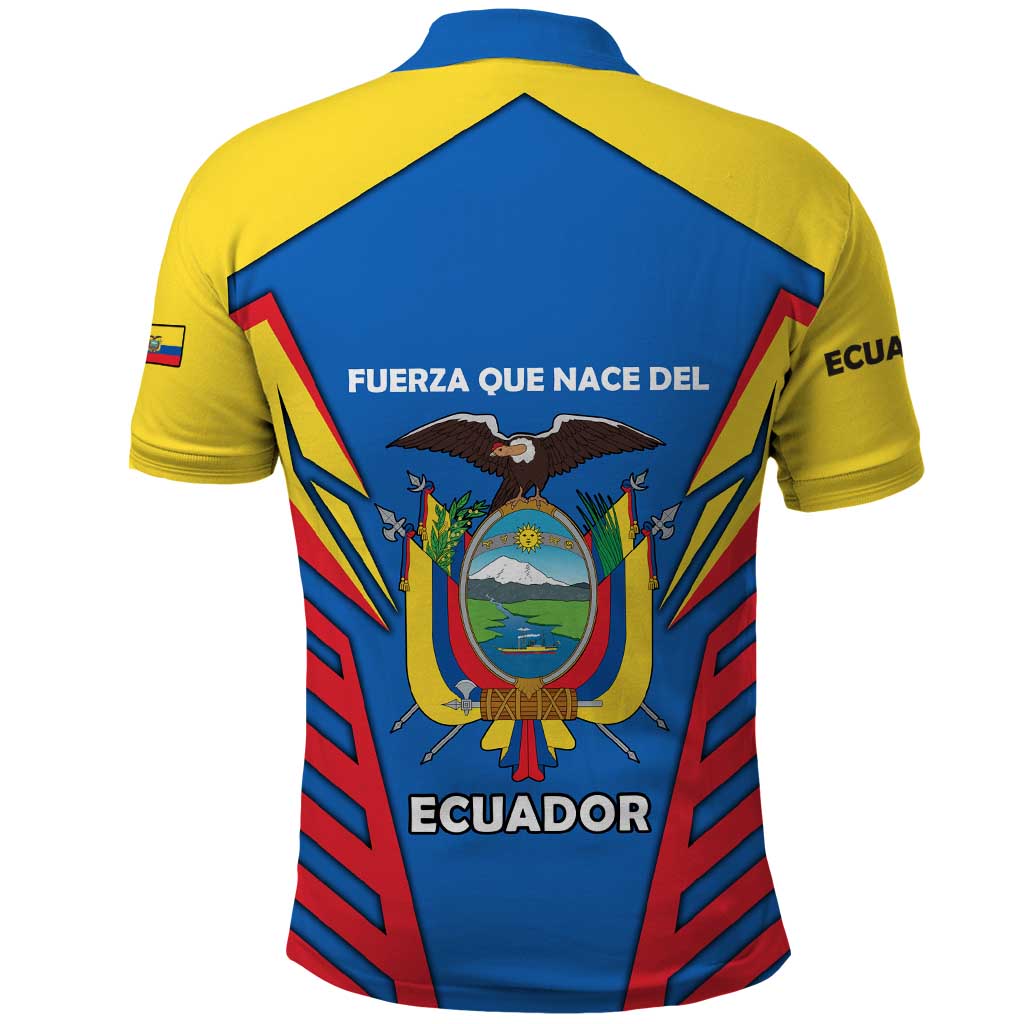 Ecuador Polo Shirt with Coat of Arms and Bold Stripe Design - Wonder Print Shop