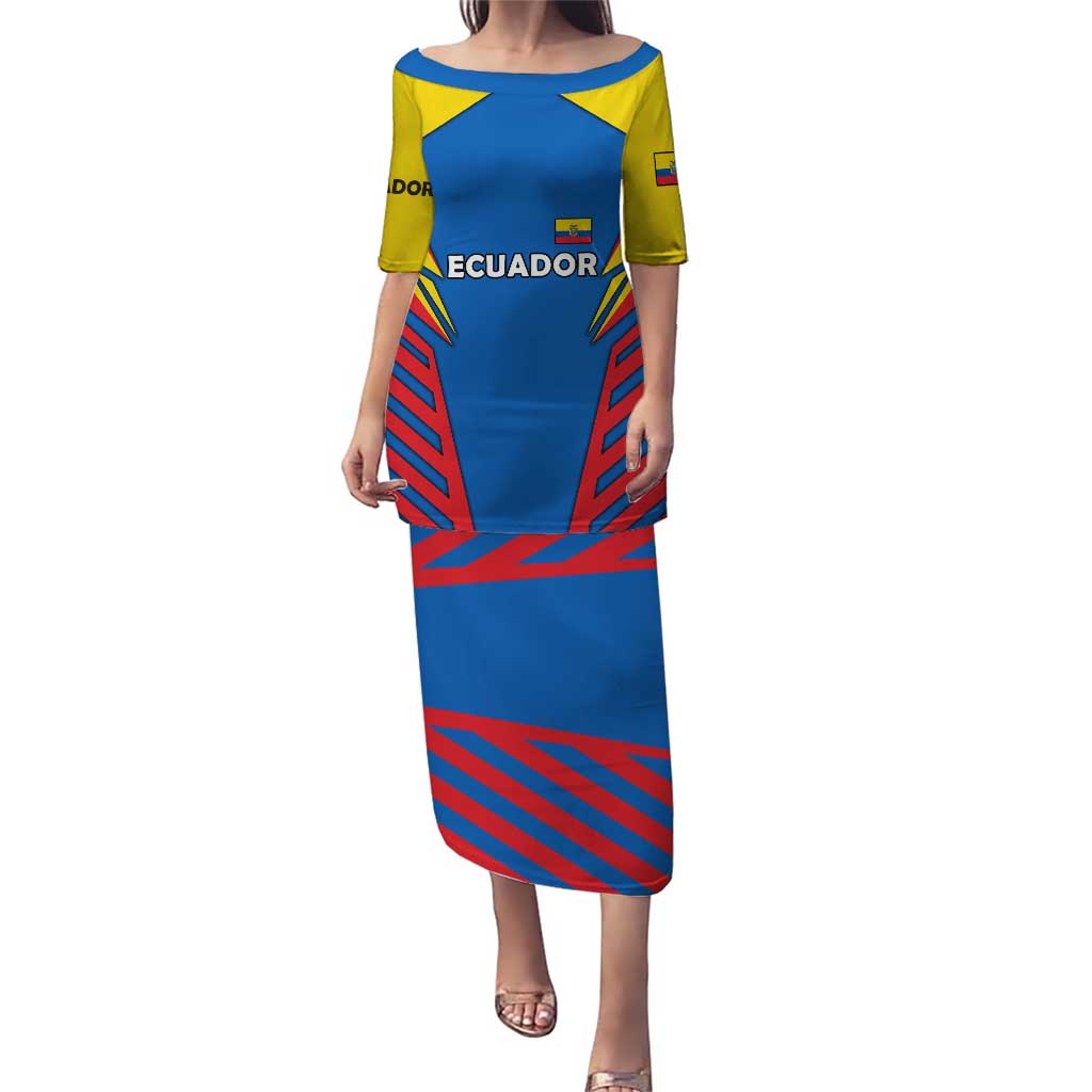 Ecuador Puletasi with Coat of Arms and Bold Stripe Design - Wonder Print Shop
