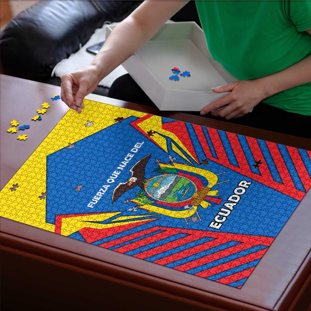 Ecuador Puzzle with Coat of Arms and Bold Stripe Design - Wonder Print Shop