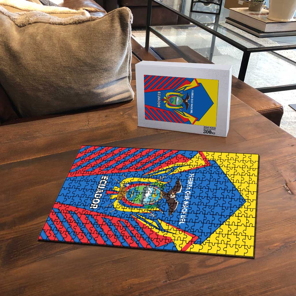 Ecuador Puzzle with Coat of Arms and Bold Stripe Design - Wonder Print Shop