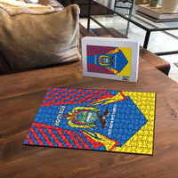 Ecuador Puzzle with Coat of Arms and Bold Stripe Design - Wonder Print Shop