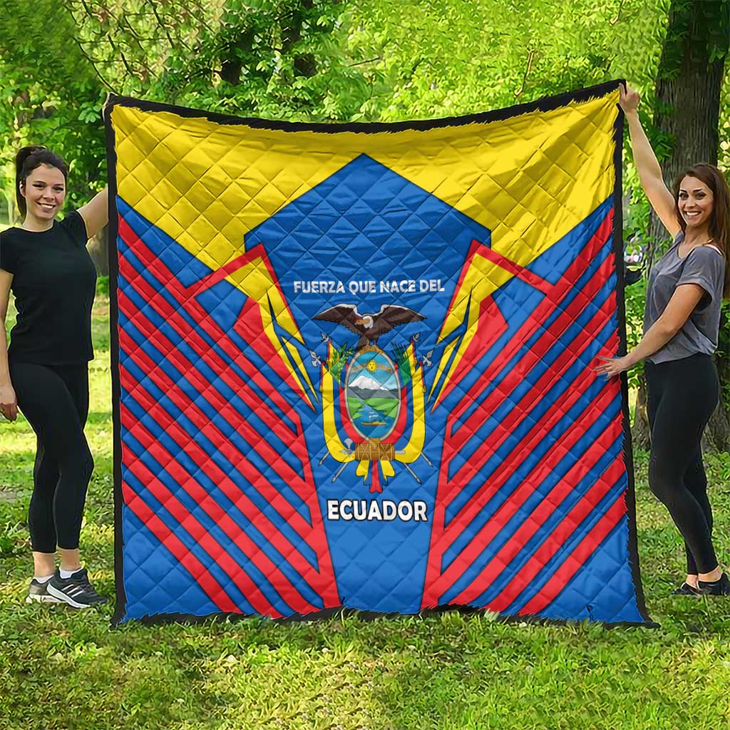 Ecuador Quilt with Coat of Arms and Bold Stripe Design - Wonder Print Shop