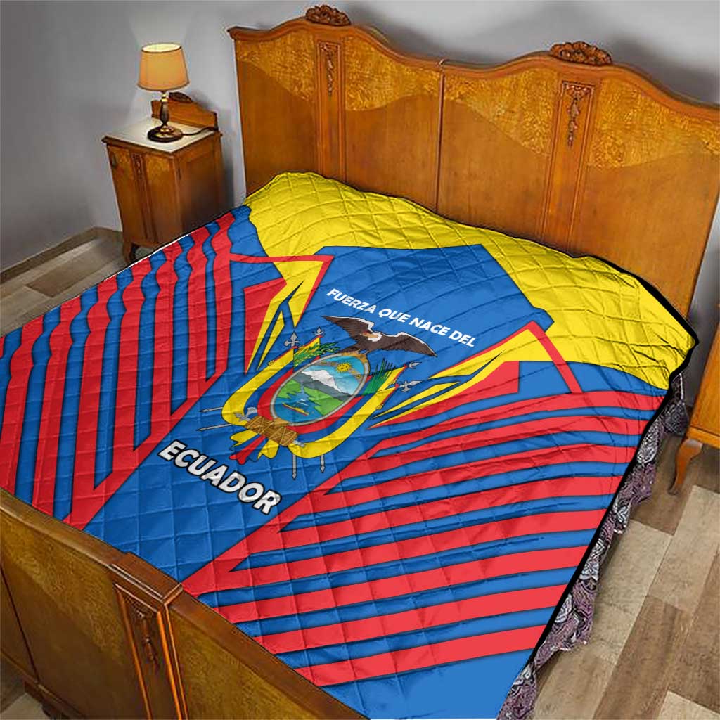 Ecuador Quilt with Coat of Arms and Bold Stripe Design - Wonder Print Shop