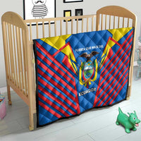Ecuador Quilt with Coat of Arms and Bold Stripe Design - Wonder Print Shop