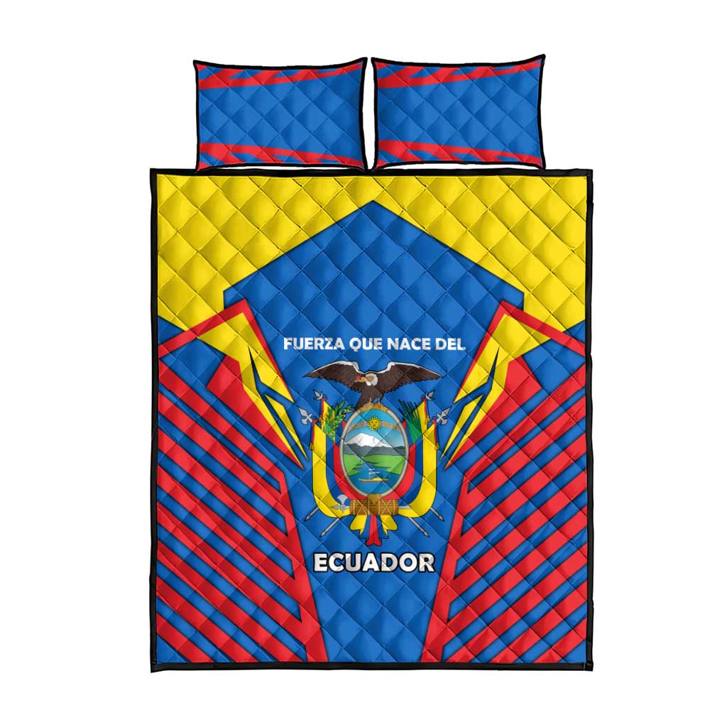 Ecuador Quilt Bed Set with Coat of Arms and Bold Stripe Design - Wonder Print Shop