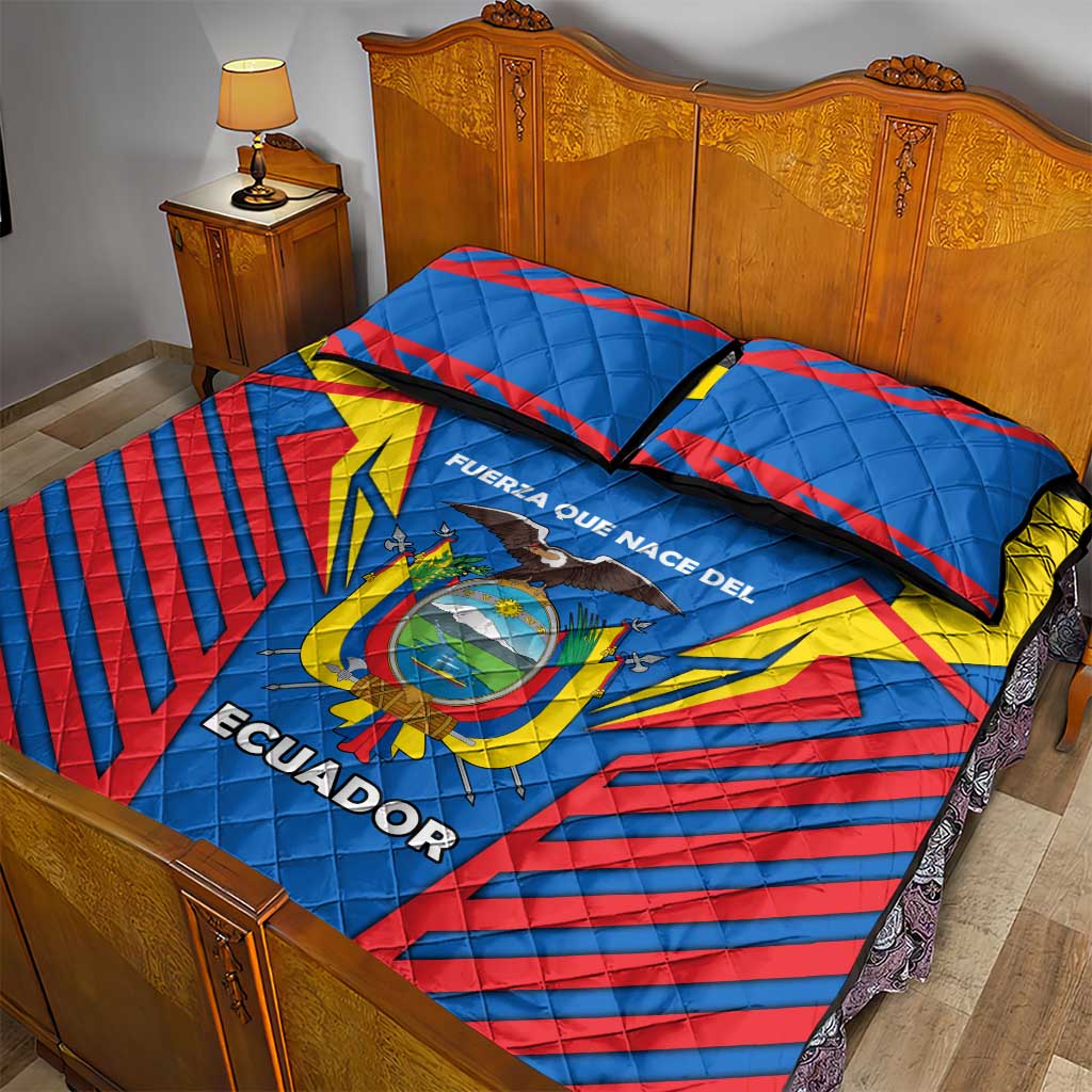 Ecuador Quilt Bed Set with Coat of Arms and Bold Stripe Design - Wonder Print Shop