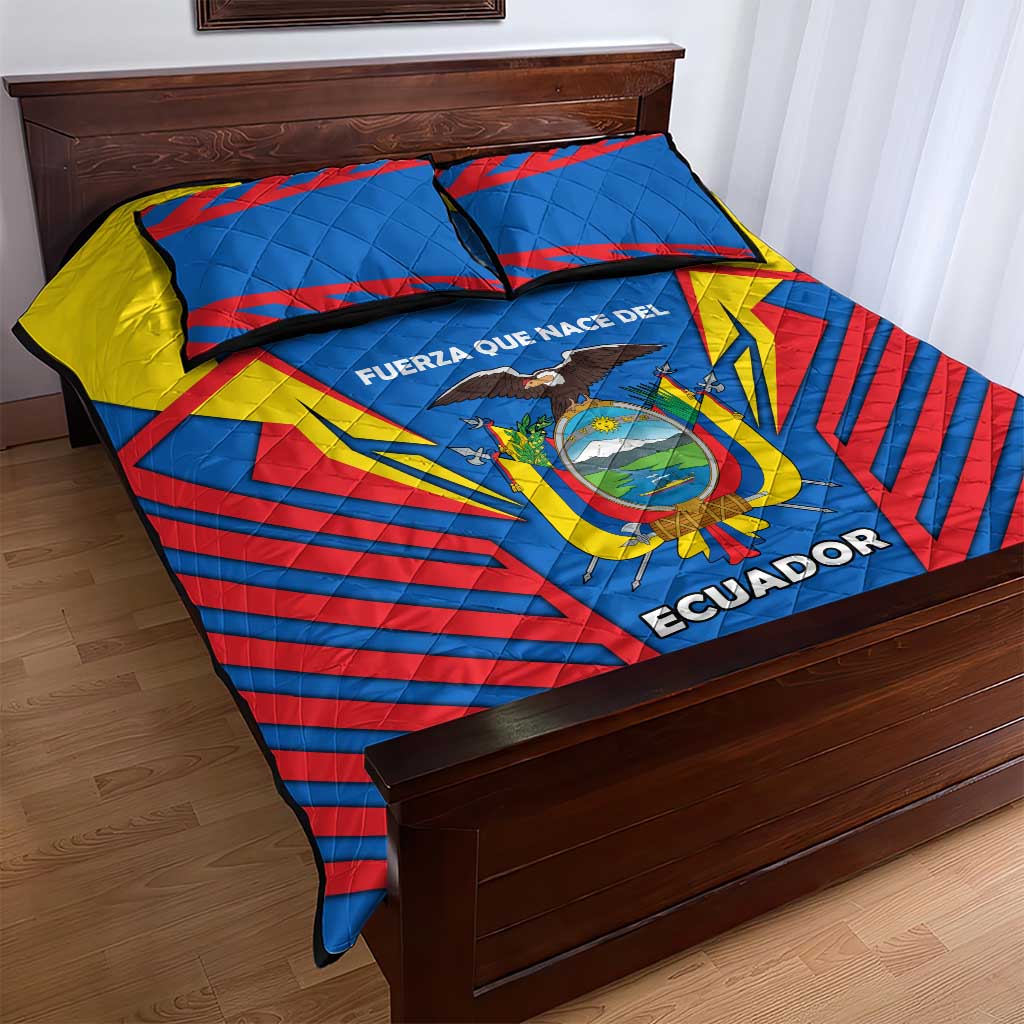 Ecuador Quilt Bed Set with Coat of Arms and Bold Stripe Design - Wonder Print Shop