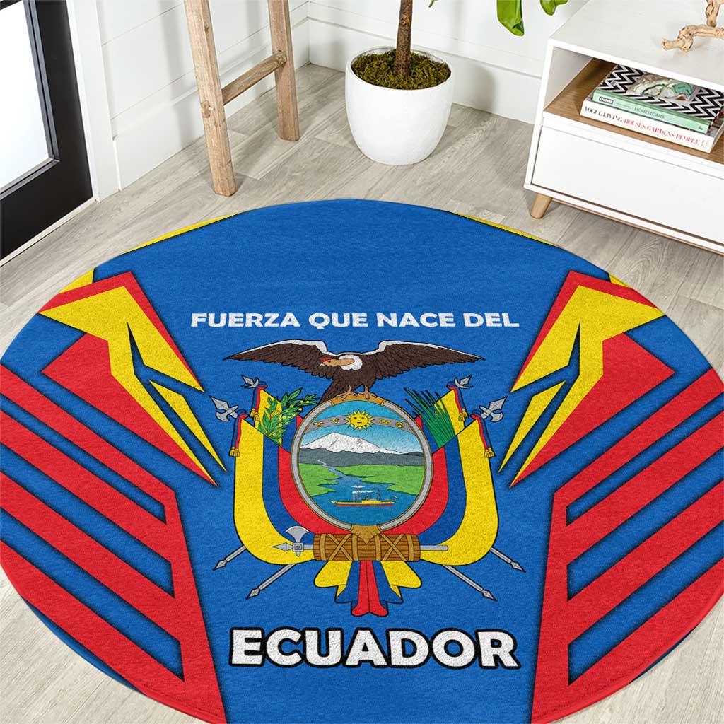 Ecuador Round Carpet with Coat of Arms and Bold Stripe Design - Wonder Print Shop