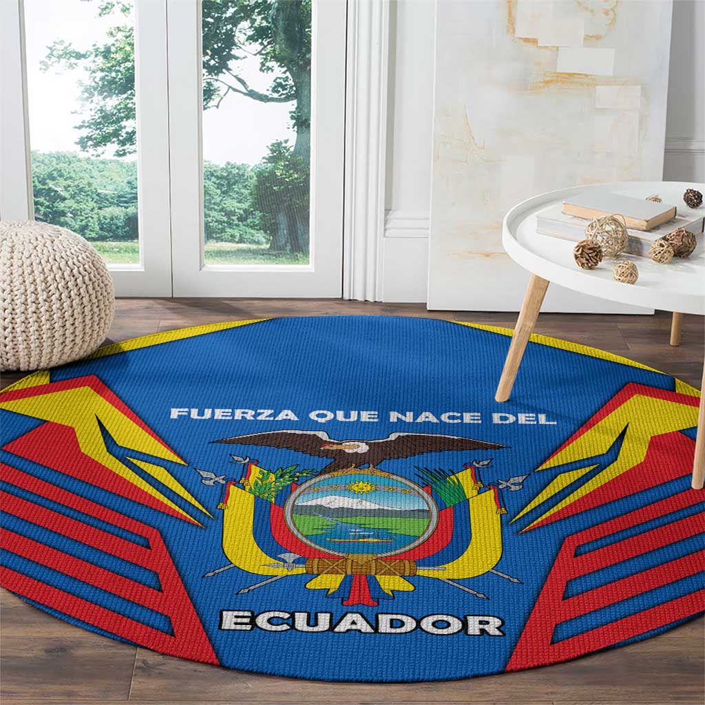 Ecuador Round Carpet with Coat of Arms and Bold Stripe Design - Wonder Print Shop