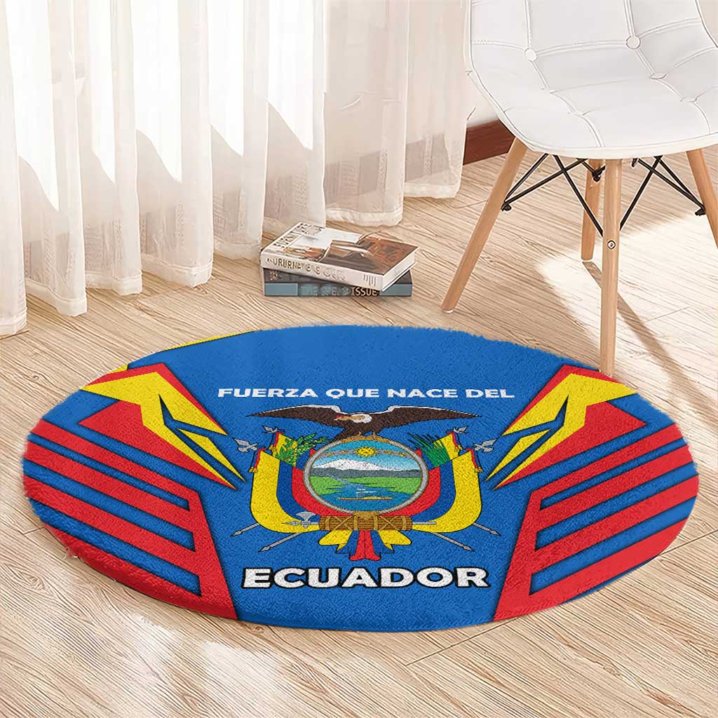 Ecuador Round Carpet with Coat of Arms and Bold Stripe Design - Wonder Print Shop