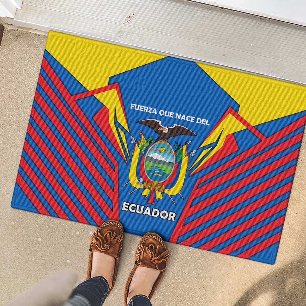 Ecuador Rubber Doormat with Coat of Arms and Bold Stripe Design - Wonder Print Shop
