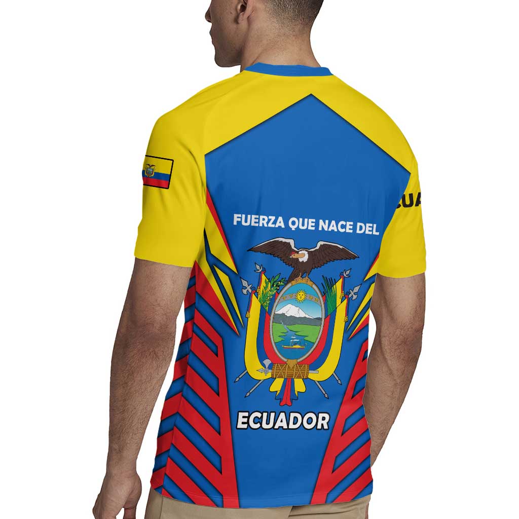 Ecuador Rugby Jersey with Coat of Arms and Bold Stripe Design - Wonder Print Shop