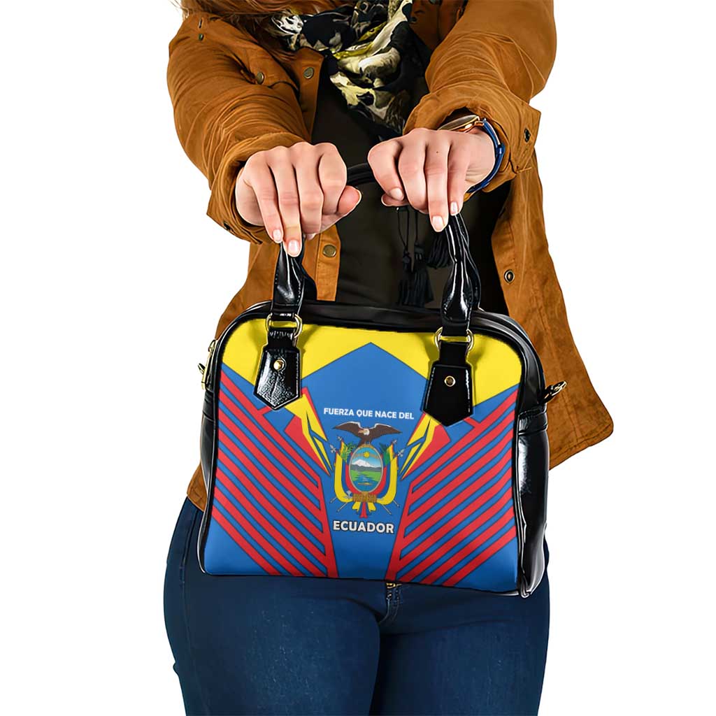 Ecuador Shoulder Handbag with Coat of Arms and Bold Stripe Design - Wonder Print Shop