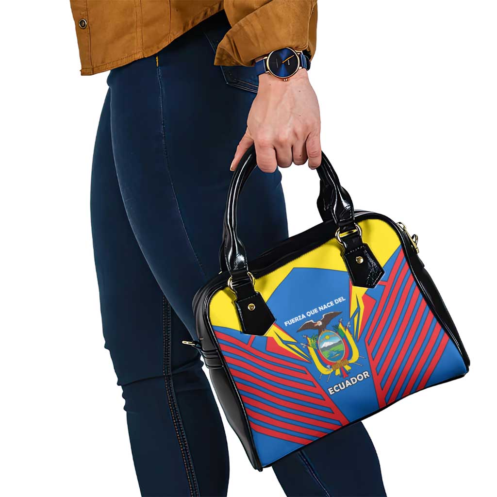 Ecuador Shoulder Handbag with Coat of Arms and Bold Stripe Design - Wonder Print Shop