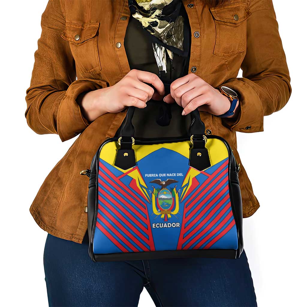 Ecuador Shoulder Handbag with Coat of Arms and Bold Stripe Design - Wonder Print Shop