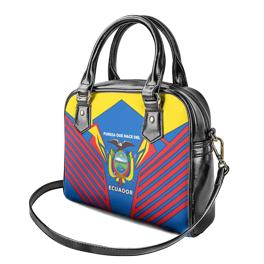 Ecuador Shoulder Handbag with Coat of Arms and Bold Stripe Design - Wonder Print Shop
