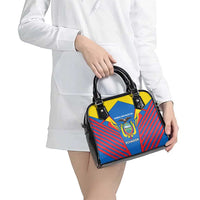 Ecuador Shoulder Handbag with Coat of Arms and Bold Stripe Design - Wonder Print Shop