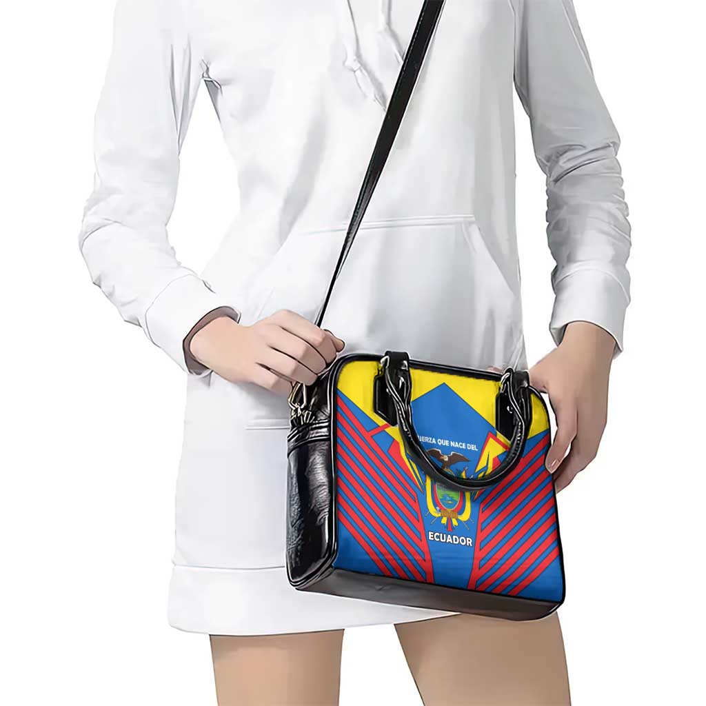Ecuador Shoulder Handbag with Coat of Arms and Bold Stripe Design - Wonder Print Shop