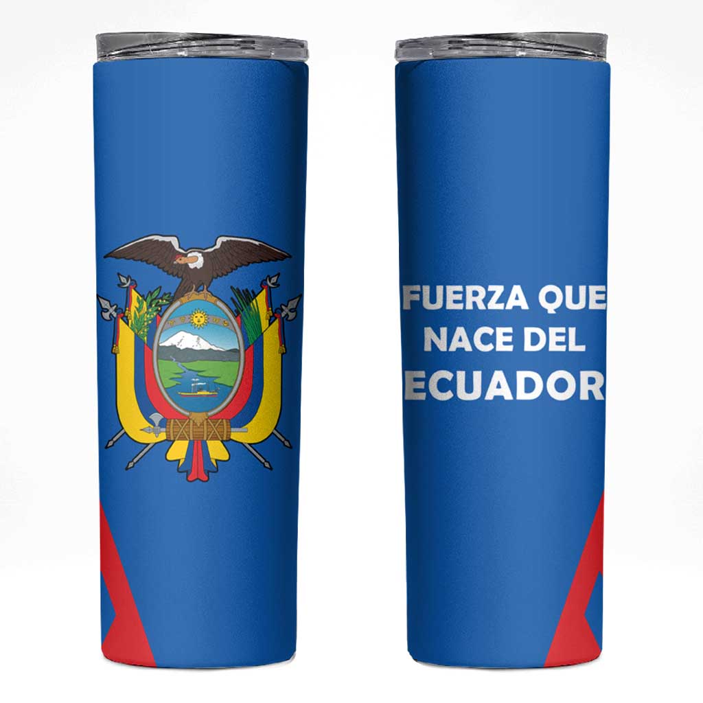 Ecuador Skinny Tumbler with Coat of Arms and Bold Stripe Design - Wonder Print Shop
