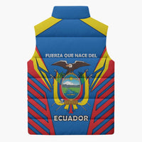 Ecuador Sleeveless Puffer Jacket with Coat of Arms and Bold Stripe Design - Wonder Print Shop