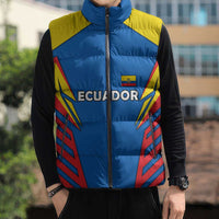 Ecuador Sleeveless Puffer Jacket with Coat of Arms and Bold Stripe Design - Wonder Print Shop