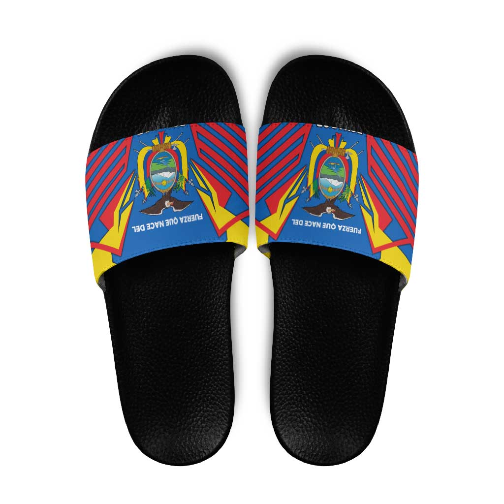 Ecuador Slide Sandals with Coat of Arms and Bold Stripe Design - Wonder Print Shop