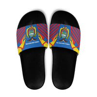 Ecuador Slide Sandals with Coat of Arms and Bold Stripe Design - Wonder Print Shop