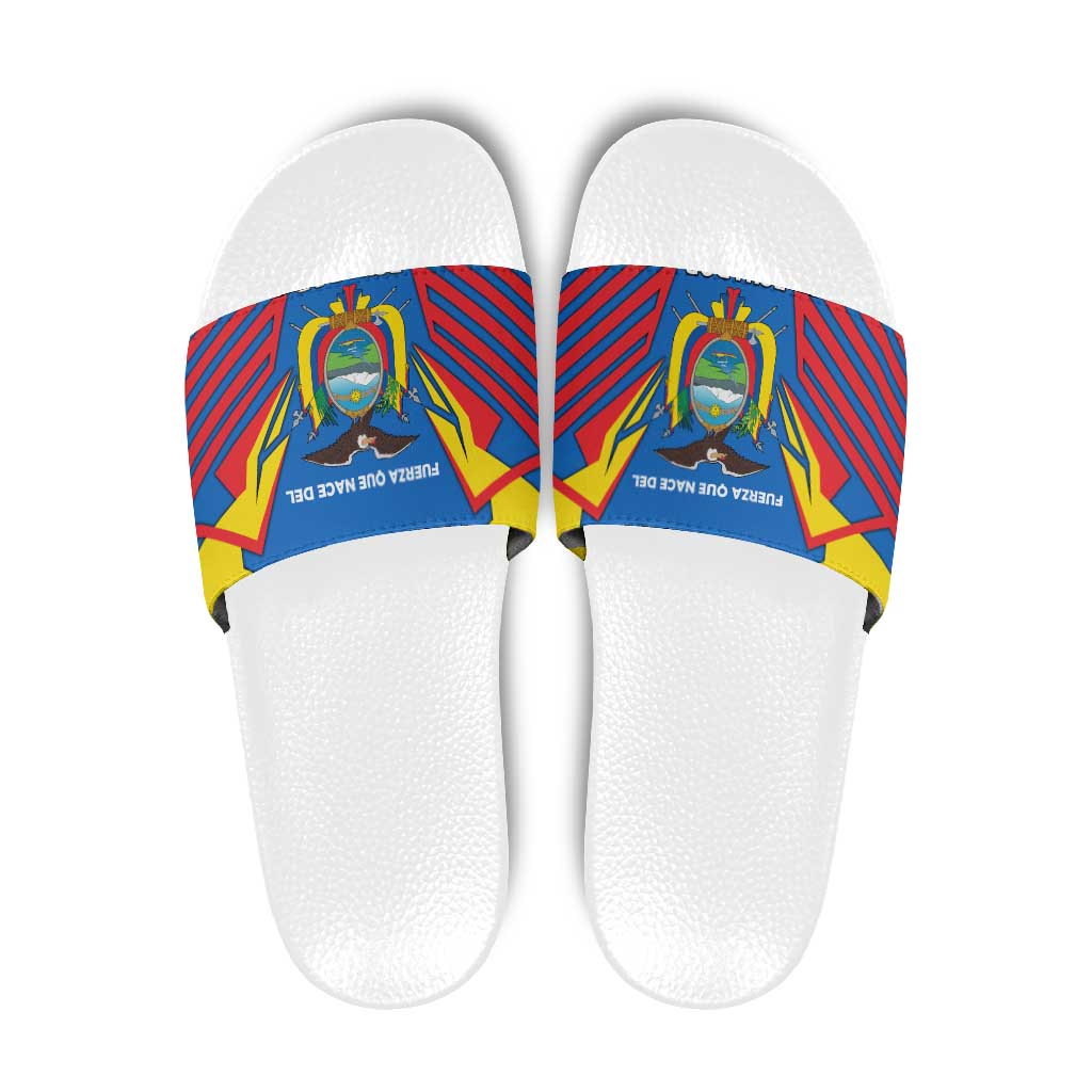 Ecuador Slide Sandals with Coat of Arms and Bold Stripe Design - Wonder Print Shop