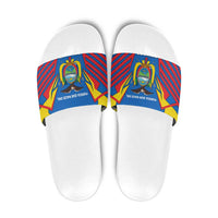 Ecuador Slide Sandals with Coat of Arms and Bold Stripe Design - Wonder Print Shop