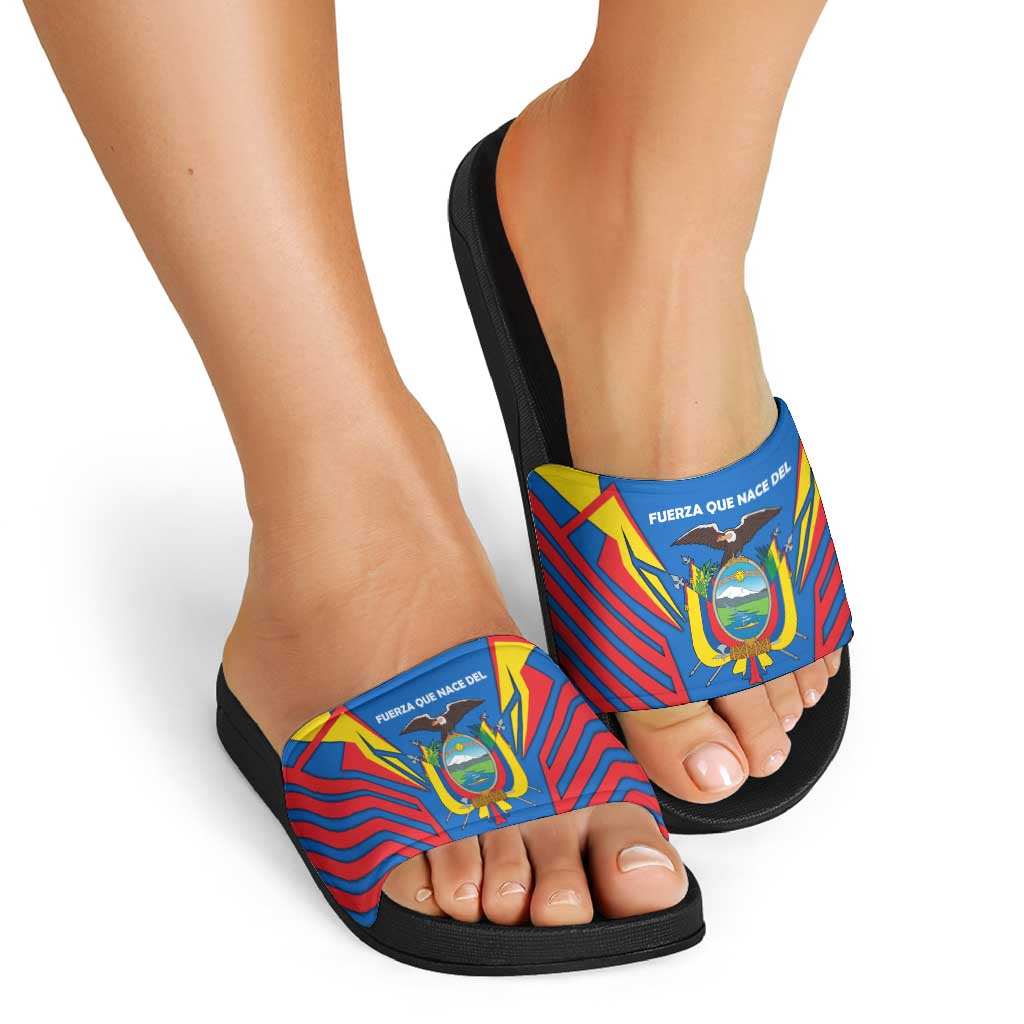 Ecuador Slide Sandals with Coat of Arms and Bold Stripe Design - Wonder Print Shop
