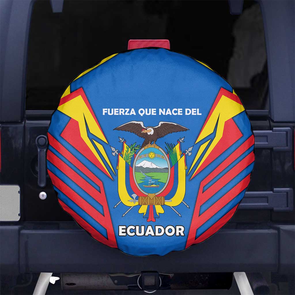 Ecuador Spare Tire Cover with Coat of Arms and Bold Stripe Design - Wonder Print Shop