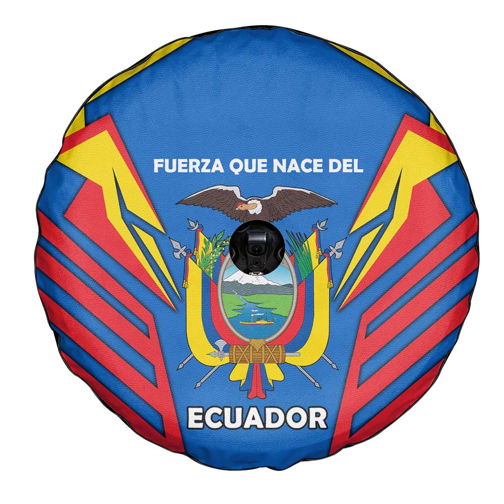 Ecuador Spare Tire Cover with Coat of Arms and Bold Stripe Design - Wonder Print Shop