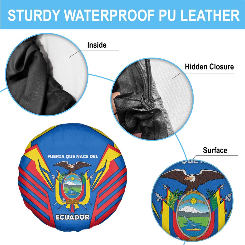 Ecuador Spare Tire Cover with Coat of Arms and Bold Stripe Design - Wonder Print Shop