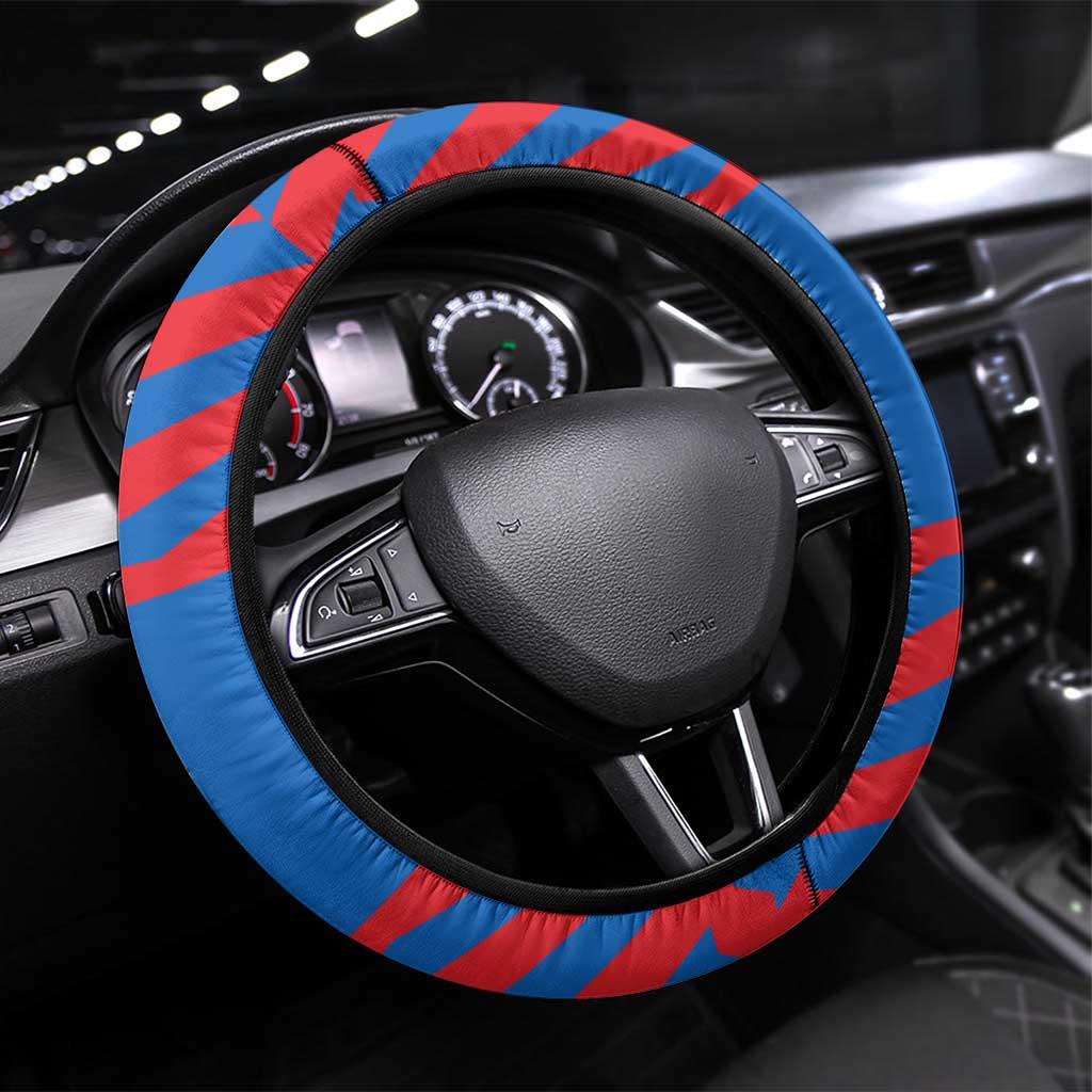 Ecuador Steering Wheel Cover with Coat of Arms and Bold Stripe Design - Wonder Print Shop